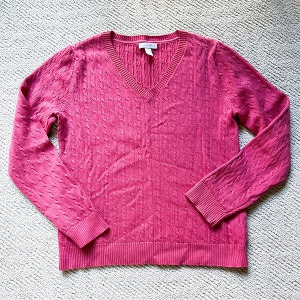 Pretty Pink V-Neck Sweater by Charter Club Medium EUC